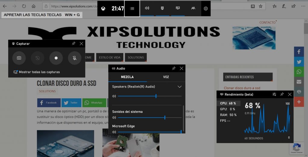 Grabar pantalla windows 10 sin programas