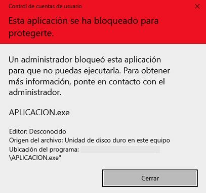 Un administrador bloqueó esta aplicación para que no puedas ejecutarla